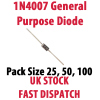 1N4007 General Purpose Diode - Pack Size of  1,25,50 or 100 Brand New UK STOCK - Image 2