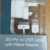Maplin 30-Pin To USB Cable With 2.1A Mains Charger Brand New Boxed